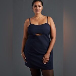 Anthropologie Mare Mare Cut Out Shift Mini Dress Navy Blue Size 1X